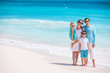 Family on a tropical beach vacation