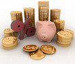 Ilustración: Piggy Bank, percent and money Piggy Bank, percent and money