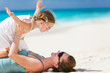 Mother and daughter at beach