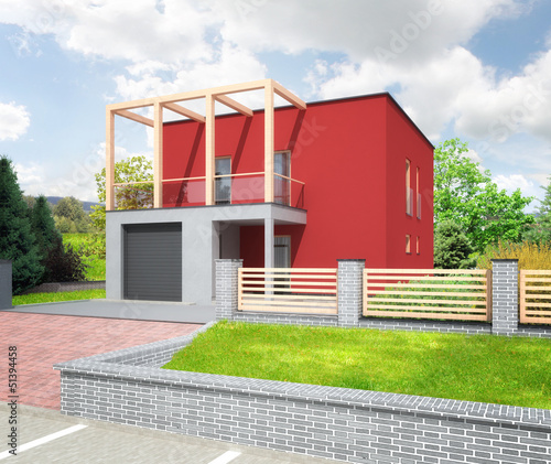 Photo: Architectural visualization of a new modern house Architectural visualization of a new modern house