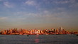 beautiful view of Manhattan skyline at sunset