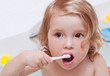 Cute baby have in the bathroom