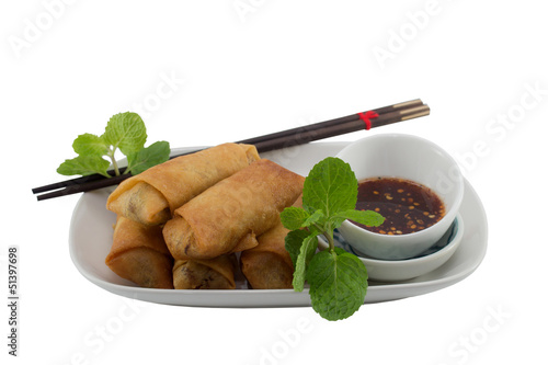 Photo: Deep fried spring rolls on plate Deep fried spring rolls on plate