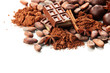 Composition of chocolate sweets, cocoa and spices, isolated