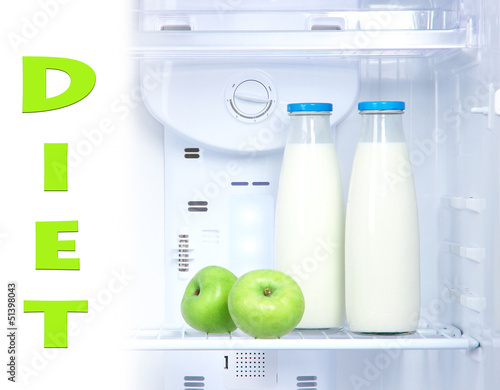 Photo: Open refrigerator with diet food Open refrigerator with diet food