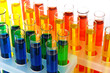 Colorful test tubes close-up