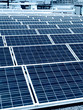 Solar panels on roof of building