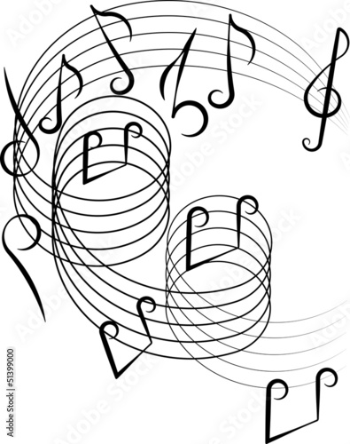 Vector: Musical notes on a white background. Vector illustration. Musical notes on a white background. Vector illustration.