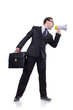 Young Businessman With Loudspe...