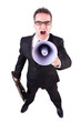 Young Businessman With Loudspe...
