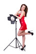 Model in the studio on white