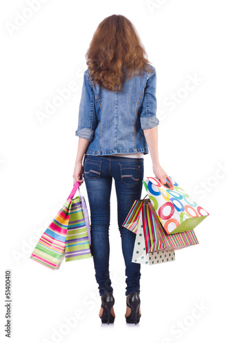 Photo: Young woman with bags after shopping Young woman with bags after shopping