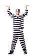 Convict criminal in striped uniform