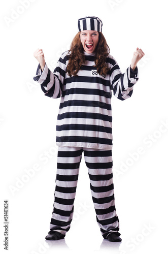 Photo: Convict criminal in striped uniform Convict criminal in striped uniform