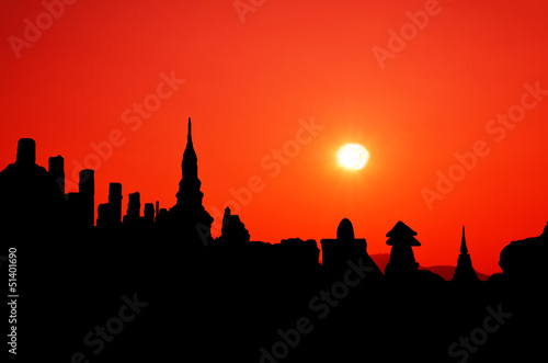 Photo: silhouette pagoda at the Thai temple Buddha church silhouette pagoda at the Thai temple Buddha church