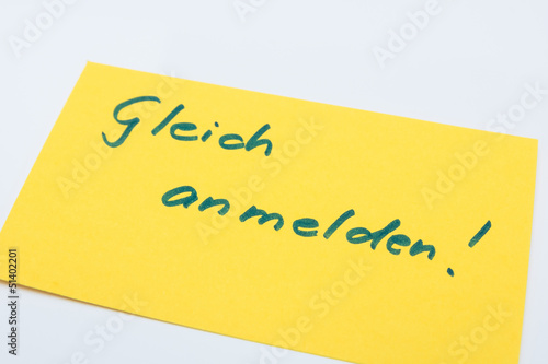 Photo: Anmeldehinweis Anmeldehinweis