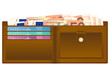 wallet with fifty euro banknote
