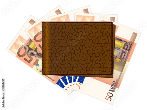 Vector: wallet with fifty euro banknotes wallet with fifty euro banknotes
