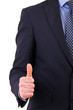 Business man showing thumbs up sign.