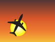 Conceptual plane silhouette at sunset