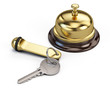 Hotel key and reception bell