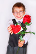 boy with red rose and heart
