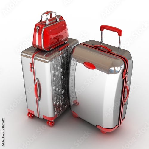 Illustration: Suitcases isolated on white background Suitcases isolated on white background