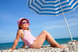 happy little girl on beach