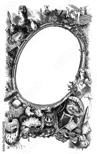 Illustration: Fashion - Page Ornament - 19th century Fashion - Page Ornament - 19th century
