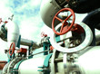 Industrial zone, Steel pipelines and cables in green tones