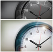 Round wall clocks with arabic numerals on white and black,