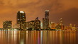 Miami skyline at dusk time lapse