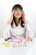 pretty girl wearing colored glasses