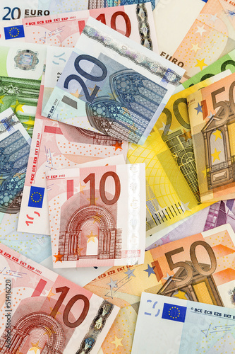 Photo: Viele verschiedene Euro-Geldscheine Viele verschiedene Euro-Geldscheine