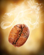 Flying coffee bean in smoke