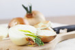Onions on cutting board
