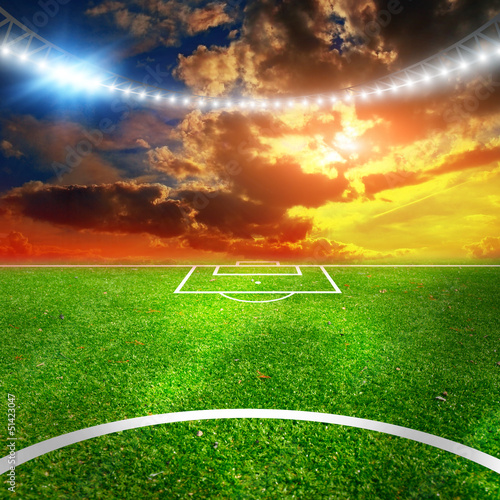 Photo: Soccer stadium with thw lights Soccer stadium with thw lights