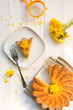 Cake with dandelion's flowers