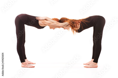 Photo: paired yoga on a white background paired yoga on a white background