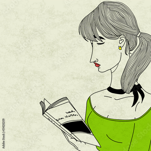 Vector: girl reading a book girl reading a book