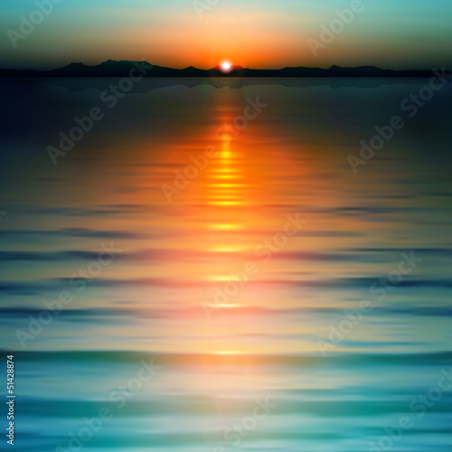 Vector: abstract background with sunset and mountains abstract background with sunset and mountains