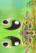 composition bouddha zen, bambou, yin yang