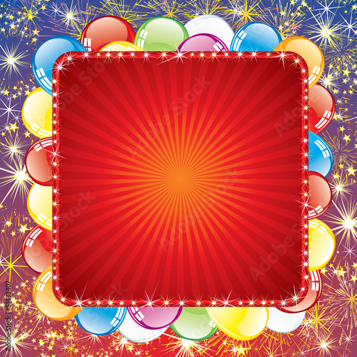 Vector: Festive Background with Balloons and Firework Festive Background with Balloons and Firework