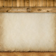Ilustración: Template background - planks, handmade paper sheet and sand Template background - planks, handmade paper sheet and sand