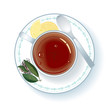 Cup with Hot Black Tea Illustration
