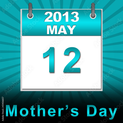 Illustration: Mothers Day Teal Calendar Mothers Day Teal Calendar