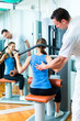 Patient at the physiotherapy doing physical therapy