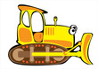 cartoon vector yellow bulldozer isolated on white background