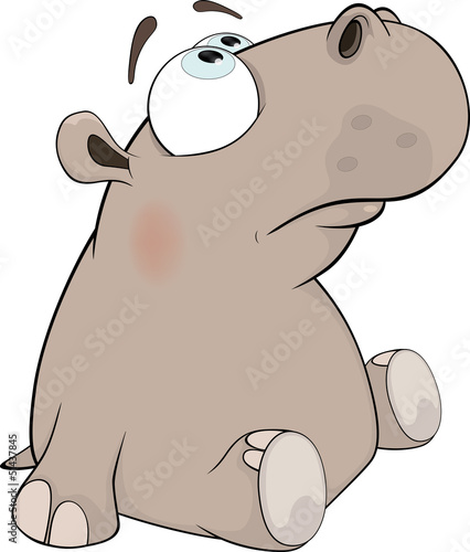 Vector: Little sitting grey hippopotamus with the Little sitting grey hippopotamus with the
