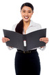 Female assistant reviewing file